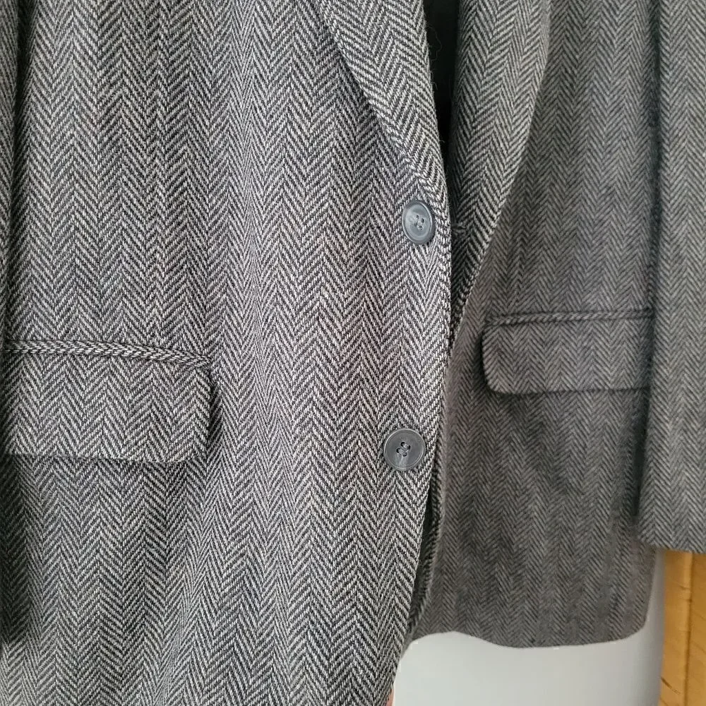 Towncraft Wool Sport Coat Blazer Black/Gray 44R Lambswool